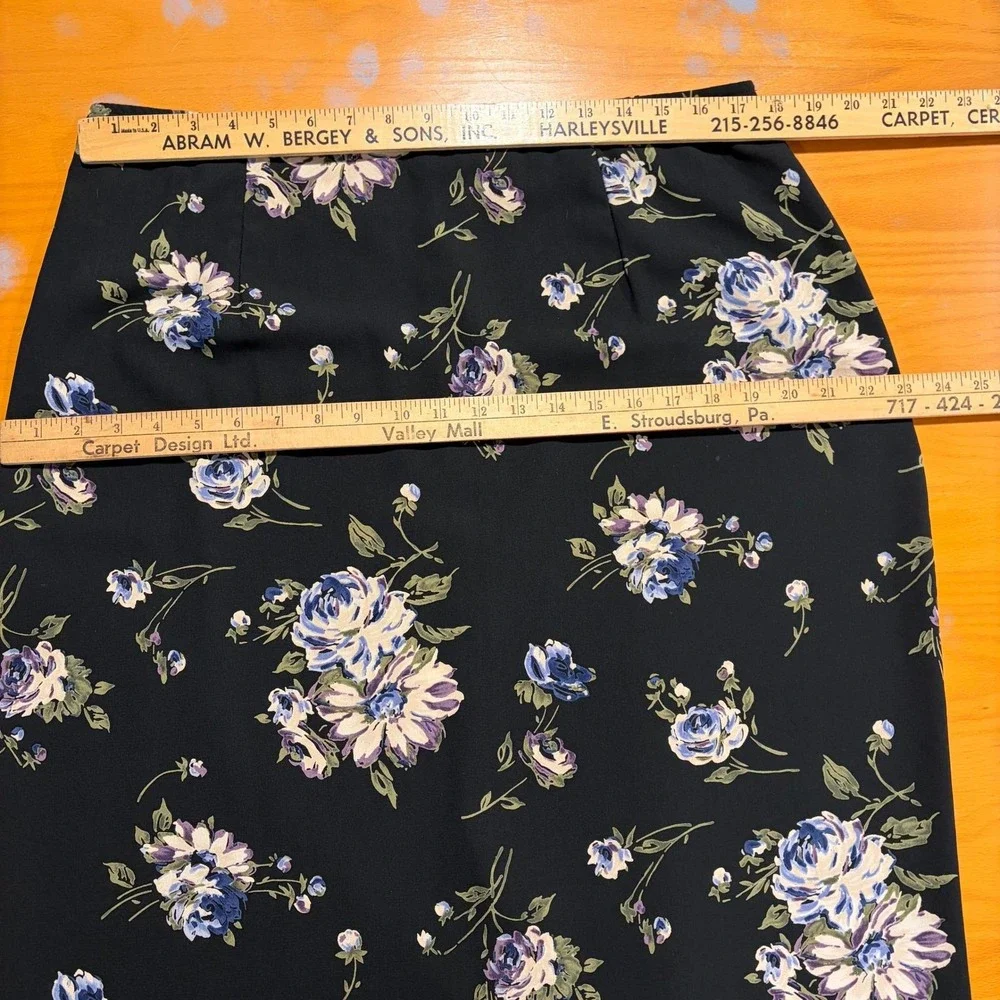 Dark Romance Fairy Goth Vintage 90s Black Floral Straight Maxi Skirt‎ XL Flowy